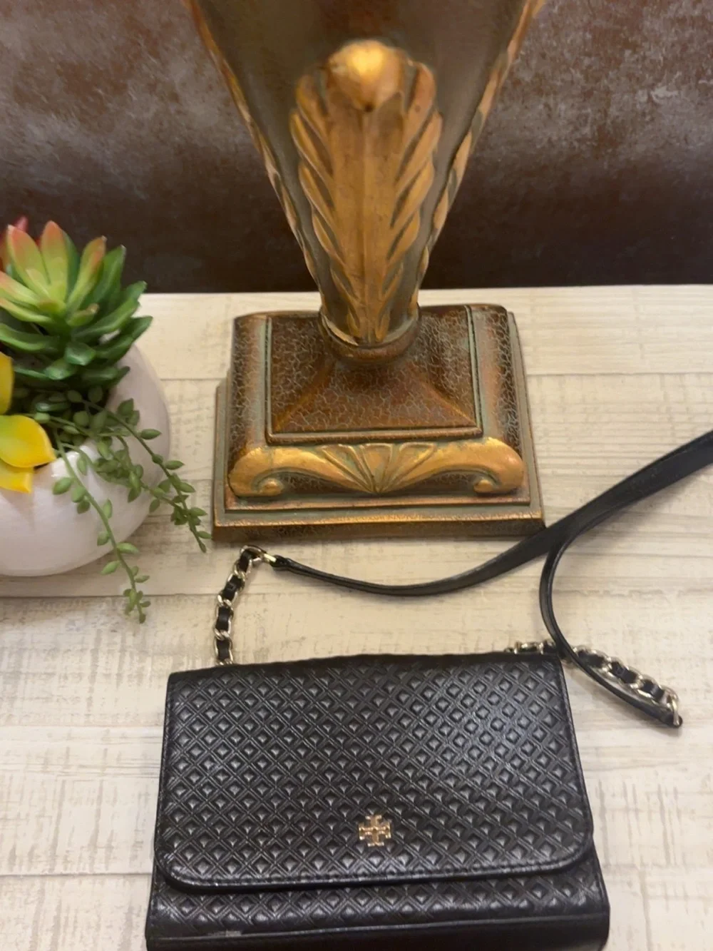 Like New ~ Tory Burch Black Quilted Crossbody with Chain Strap